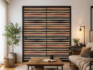 父の日のサプライズプレゼントにおすすめのふすまリメイク・モダンなボーダー柄