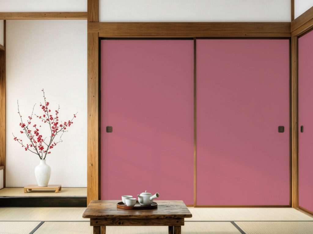 自分でできる襖（ふすま）リメイク！長春色の襖紙でモダンな和室に